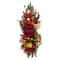 28" Pre-Lit Red & Gold Adorned Artificial Banister Swag with Pinecones & Berries